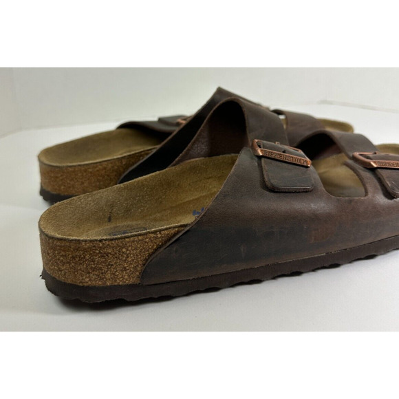 Birkenstock Arizona Soft Footbed Oiled Leather Sandals Brown Slides Mens Size 13 - Picture 8 of 14